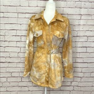 Black Label by C’est Toi Tie Dye Faux Suede Shirtcoat Tan Size Medium